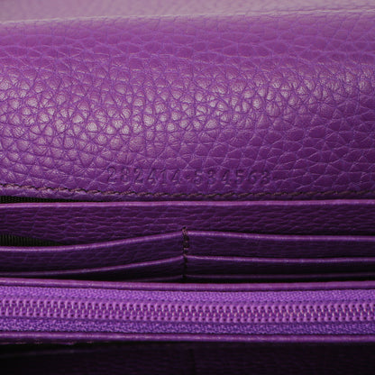 Exclusive Gucci Purple Pebbled Calfskin Large Soho Continental Wallet — Lifestyle View