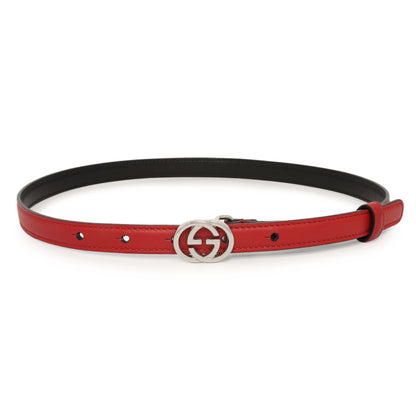 Exclusive Gucci Red Calfskin Interlocking G 15mm Belt — Front View
