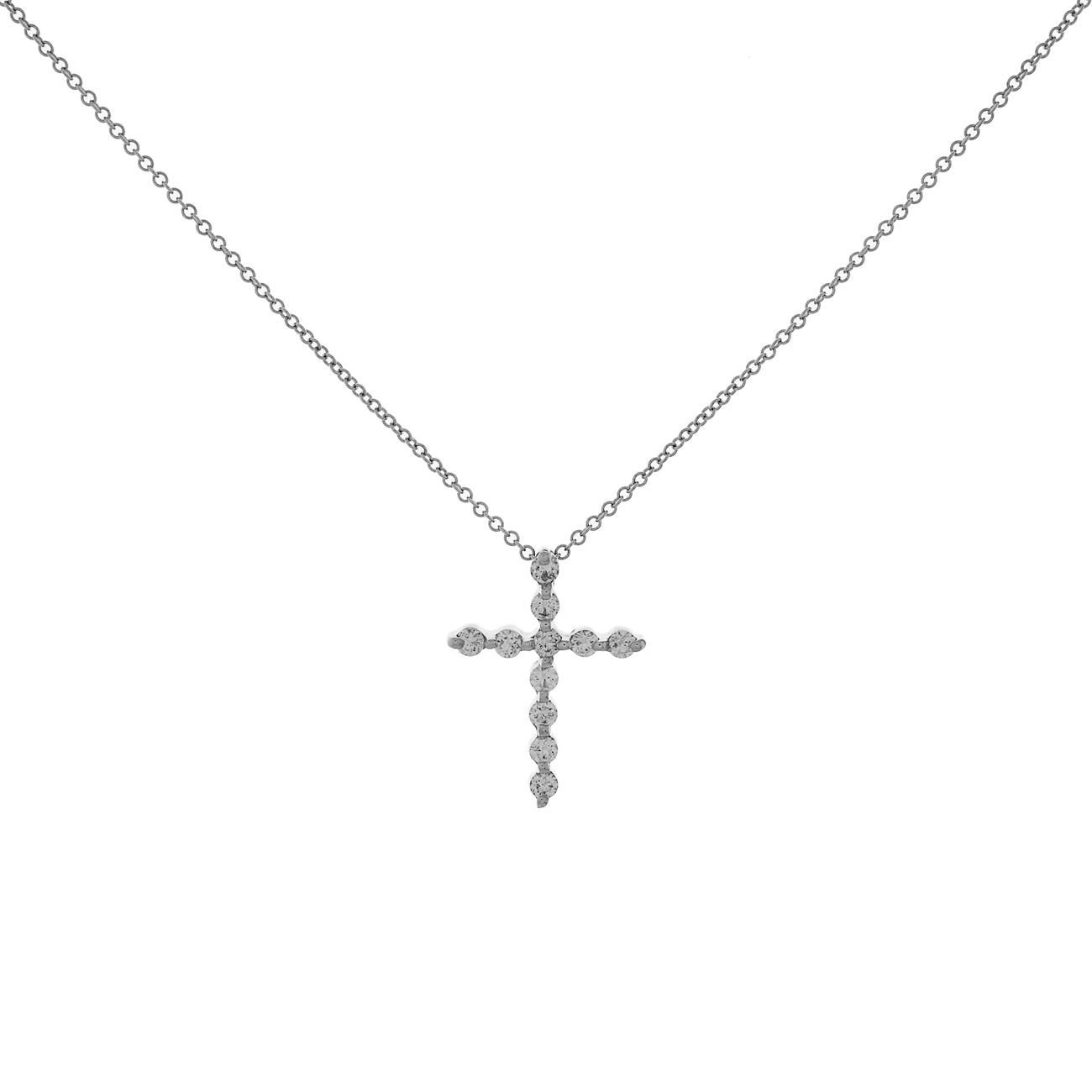 Exclusive 14K White Gold 0.42 Carat Diamond Cross Pendant — Front View