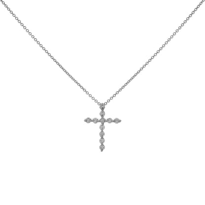 Exclusive 14K White Gold 0.42 Carat Diamond Cross Pendant — Front View