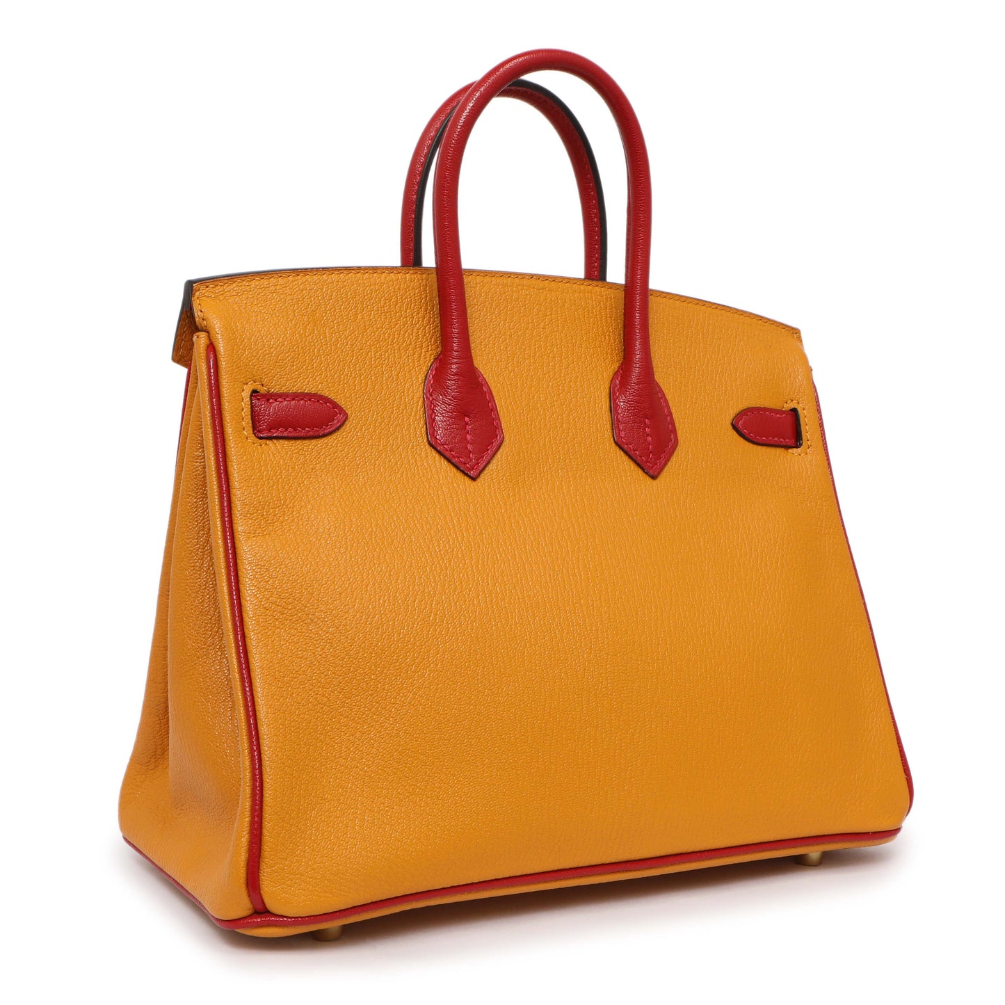 Exclusive Hermes Jaune D'or Rouge Chevre Birkin 25 — Side View
