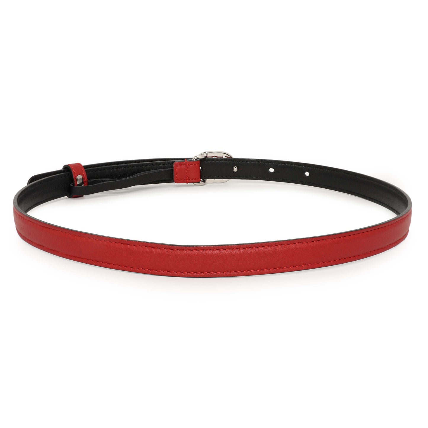 Exclusive Gucci Red Calfskin Interlocking G 15mm Belt — Side View