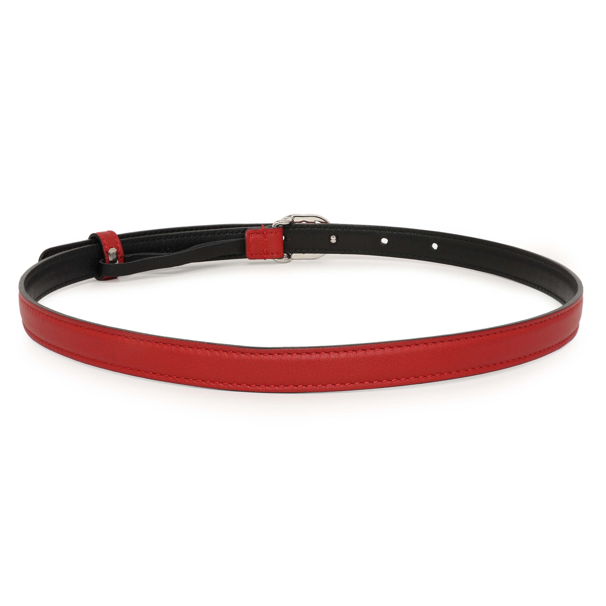 Exclusive Gucci Red Calfskin Interlocking G 15mm Belt — Side View