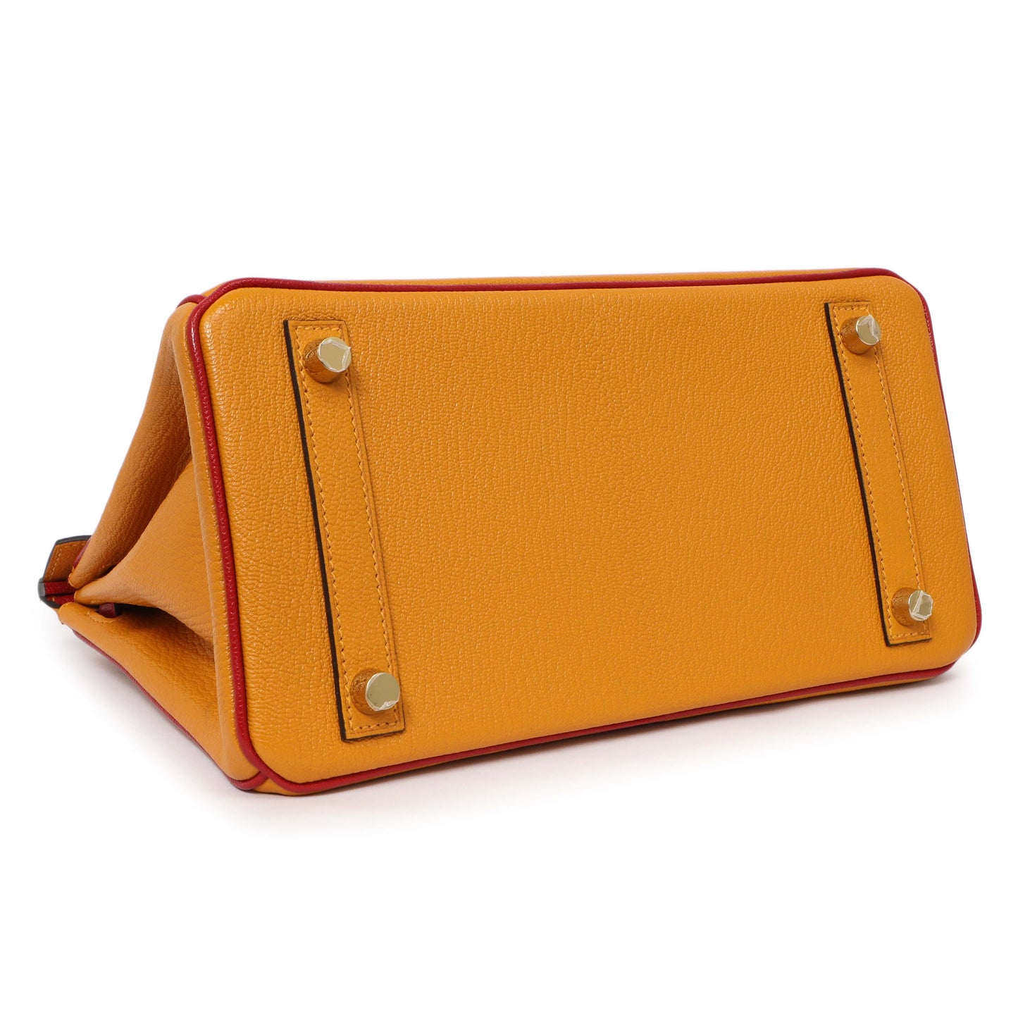 Exclusive Hermes Jaune D'or Rouge Chevre Birkin 25 — Back View