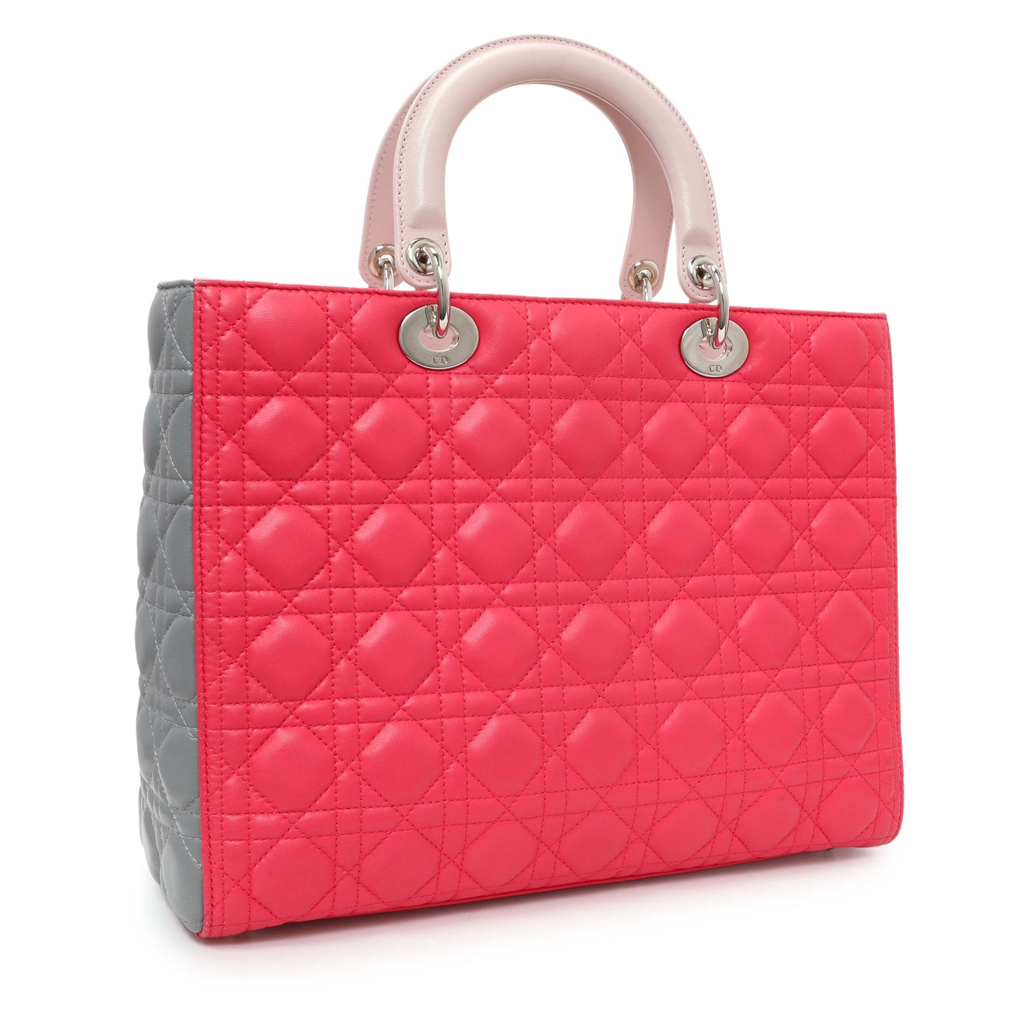 Exclusive Christian Dior Lambskin Cannage Tri Color Large Lady Dior — Side View