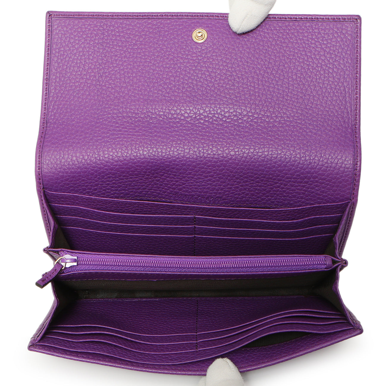Exclusive Gucci Purple Pebbled Calfskin Large Soho Continental Wallet — Top View