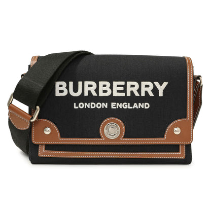 Exclusive Burberry Black Canvas Horseferry Note Crossbody — Front View