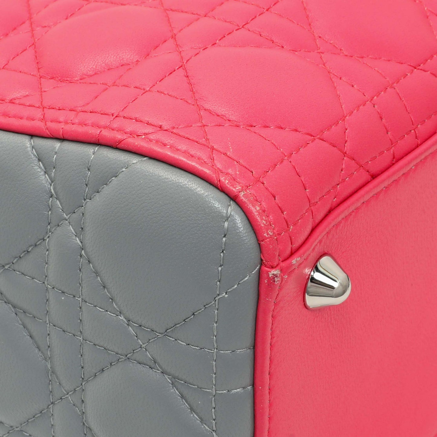 Exclusive Christian Dior Lambskin Cannage Tri Color Large Lady Dior — Top View