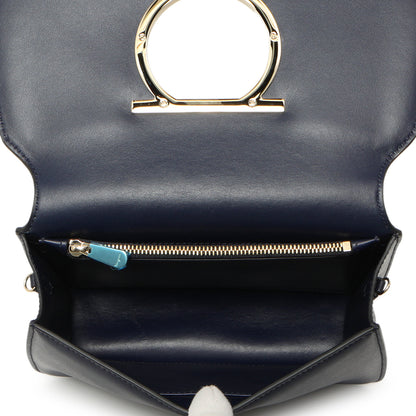 Exclusive Salvatore Ferragamo Navy Calfskin Vela Crossbody Bag — Top View