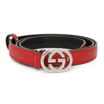 Exclusive Gucci Red Calfskin Interlocking G 15mm Belt — Back View