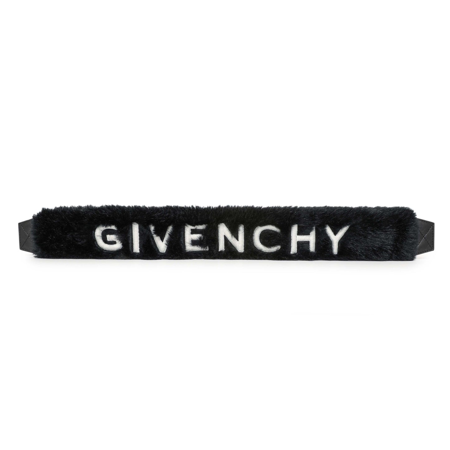 Exclusive Givenchy Black Faux Fur Logo Strap Cover — Front View