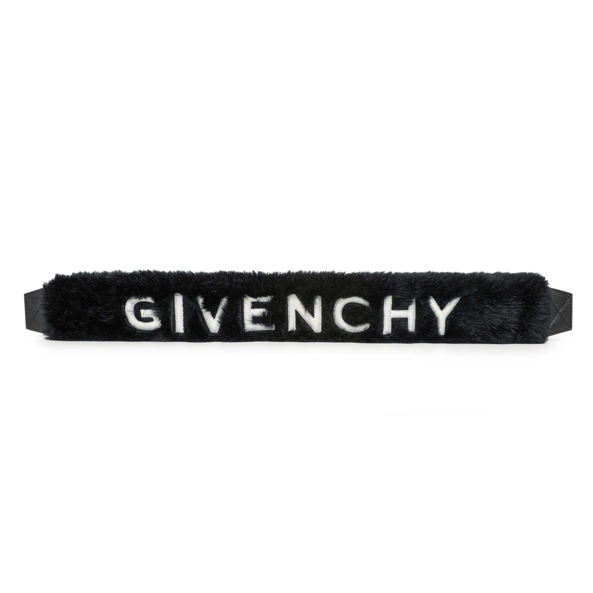 Exclusive Givenchy Black Faux Fur Logo Strap Cover — Front View