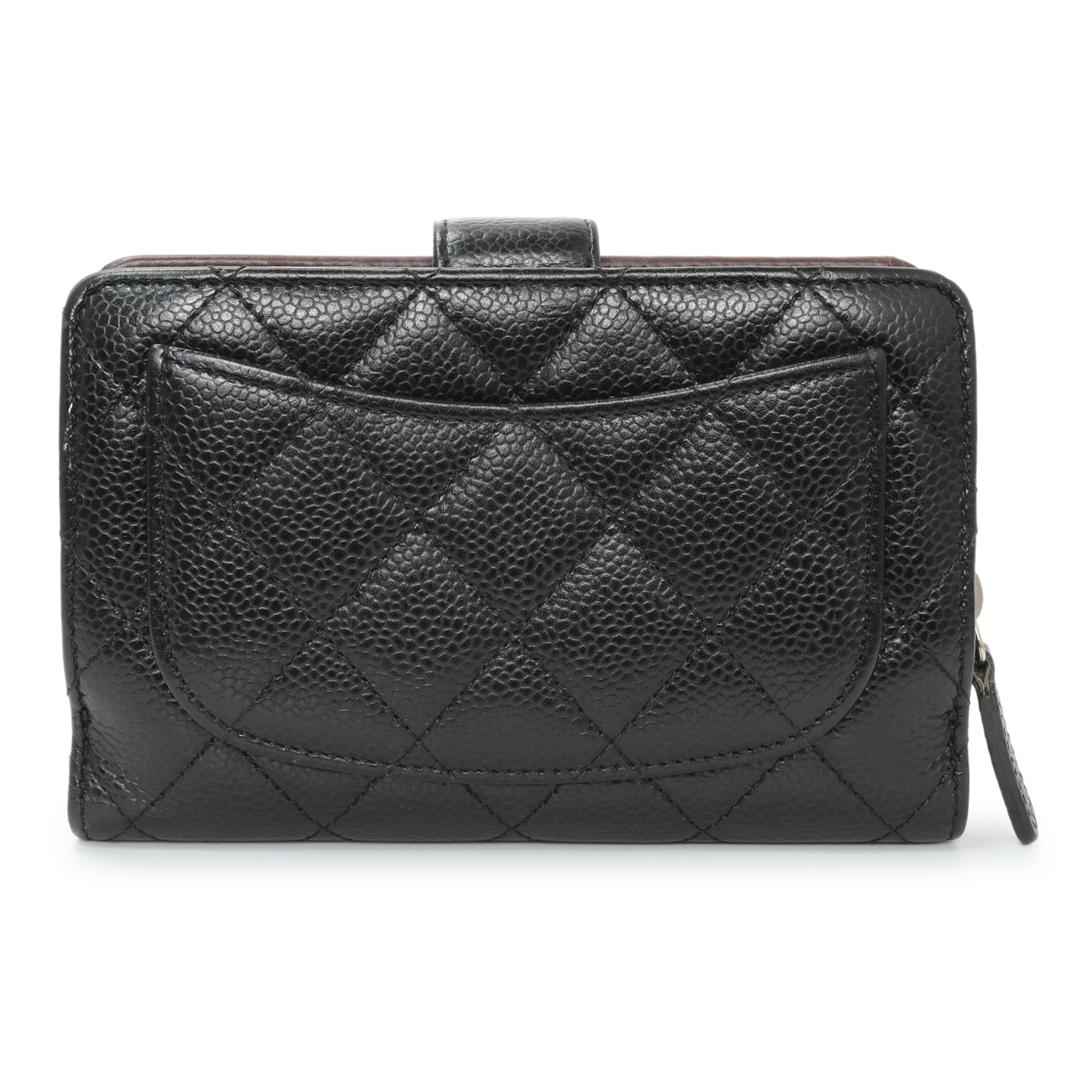 Exclusive Chanel Black Caviar Quilted CC French Wallet — Side View