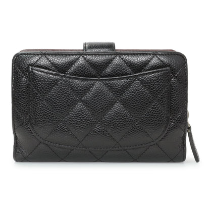 Exclusive Chanel Black Caviar Quilted CC French Wallet — Side View