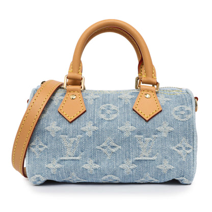 Exclusive Louis Vuitton Monogram Denim Nano Speedy — Front View