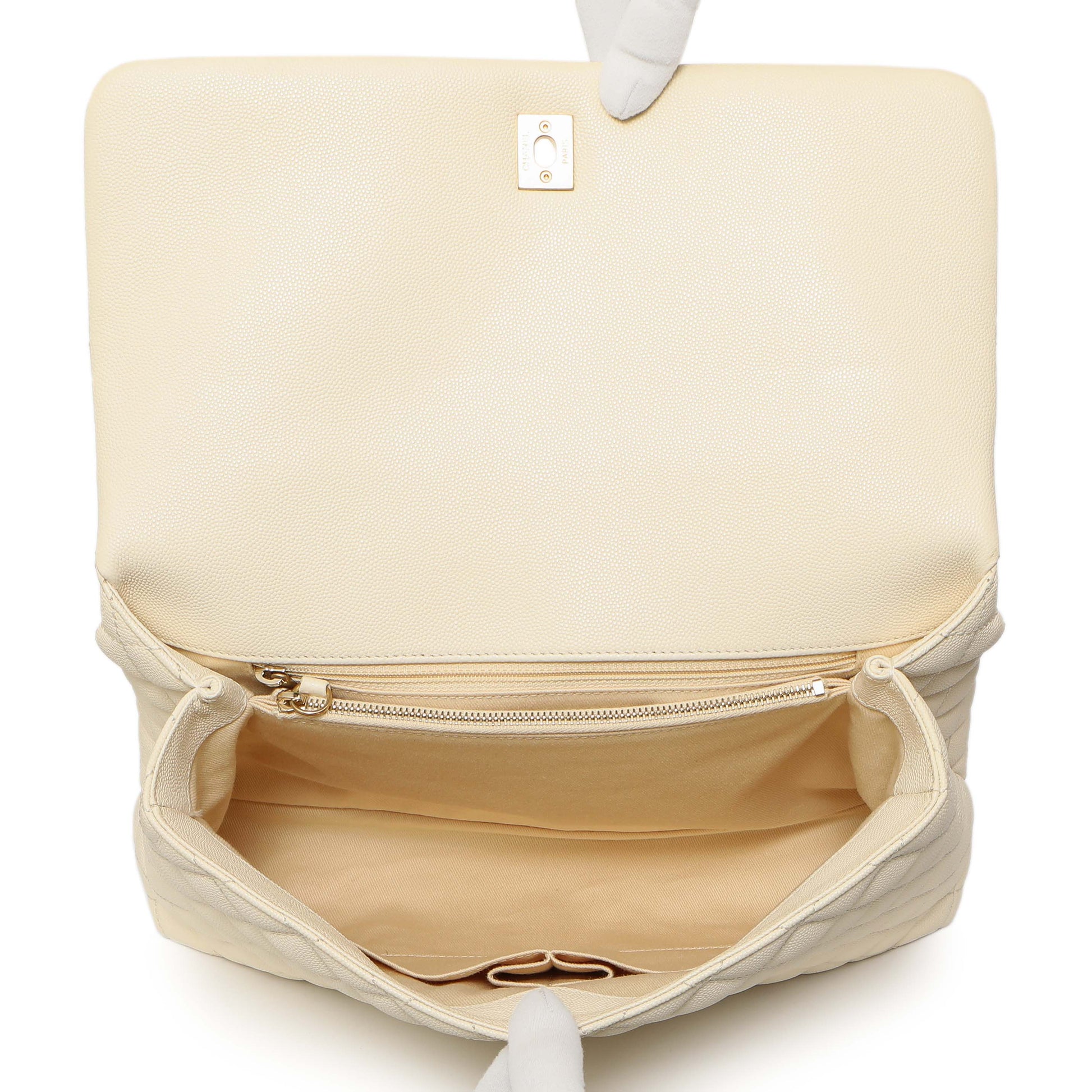 Exclusive Chanel White Quilted Caviar Medium Coco Handle — Alternate View 8