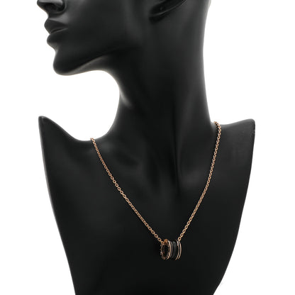 Exclusive Bulgari 18K Rose Gold Black Ceramic B.zero1 Pendant Necklace — Top View