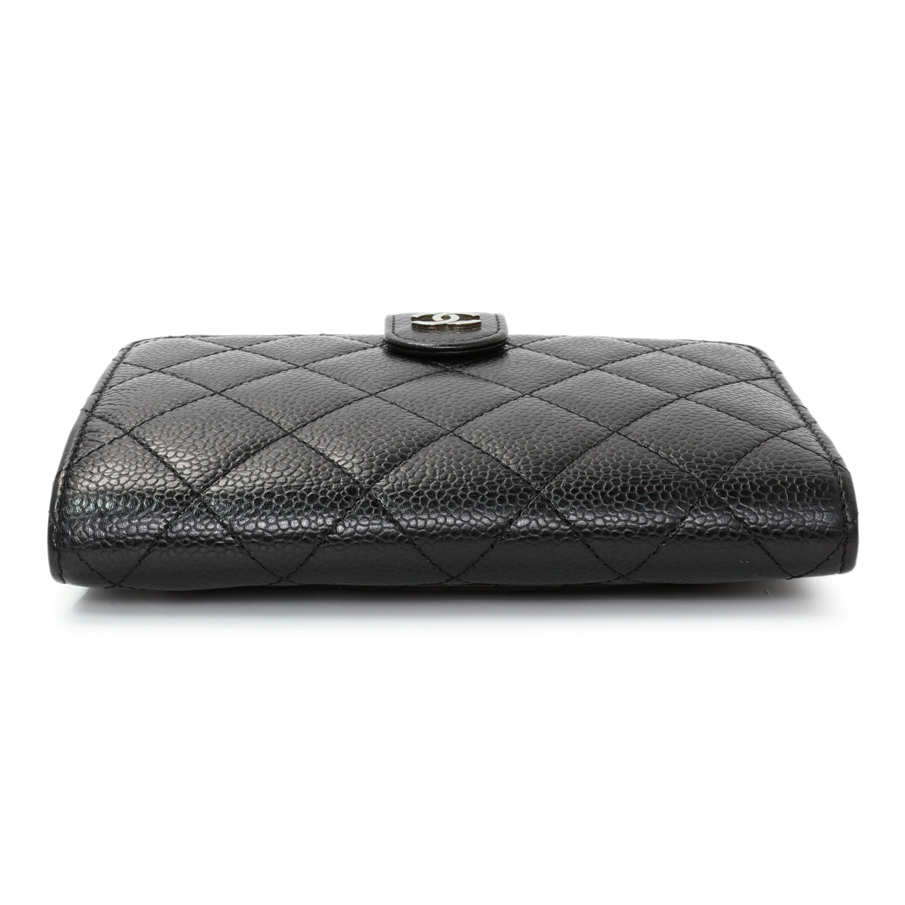 Exclusive Chanel Black Caviar Quilted CC French Wallet — Back View