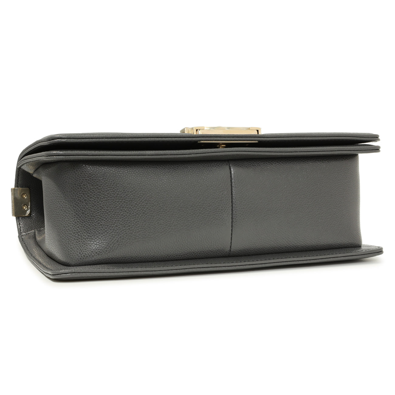 Exclusive Chanel Dark Grey Quilted Caviar Medium Boy Bag — Top View