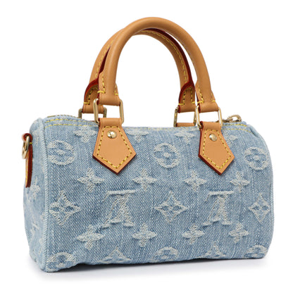 Exclusive Louis Vuitton Monogram Denim Nano Speedy — Side View