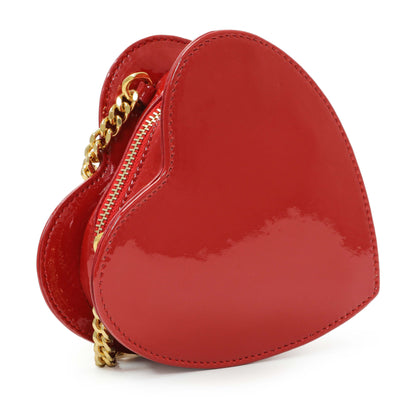 Exclusive Saint Laurent Red Patent Mini Heart Chain Bag — Back View