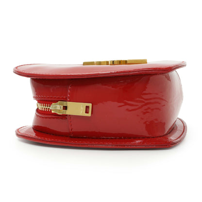Exclusive Saint Laurent Red Patent Mini Heart Chain Bag — Top View
