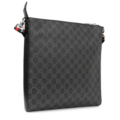 Exclusive Gucci GG Supreme Monogram Web Flat Messenger Bag — Side View