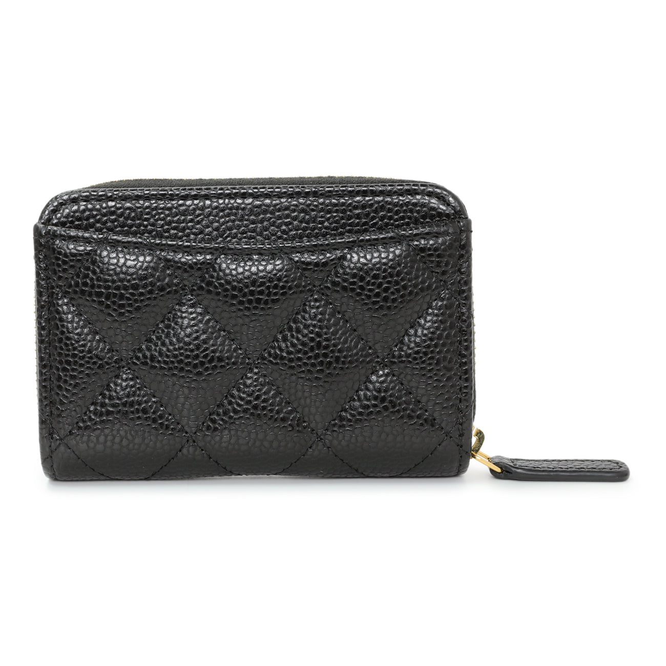 Exclusive Chanel Black Caviar Quilted Zip Coin Purse — Side View