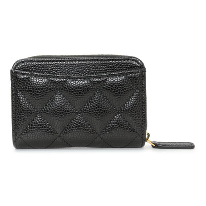 Exclusive Chanel Black Caviar Quilted Zip Coin Purse — Side View