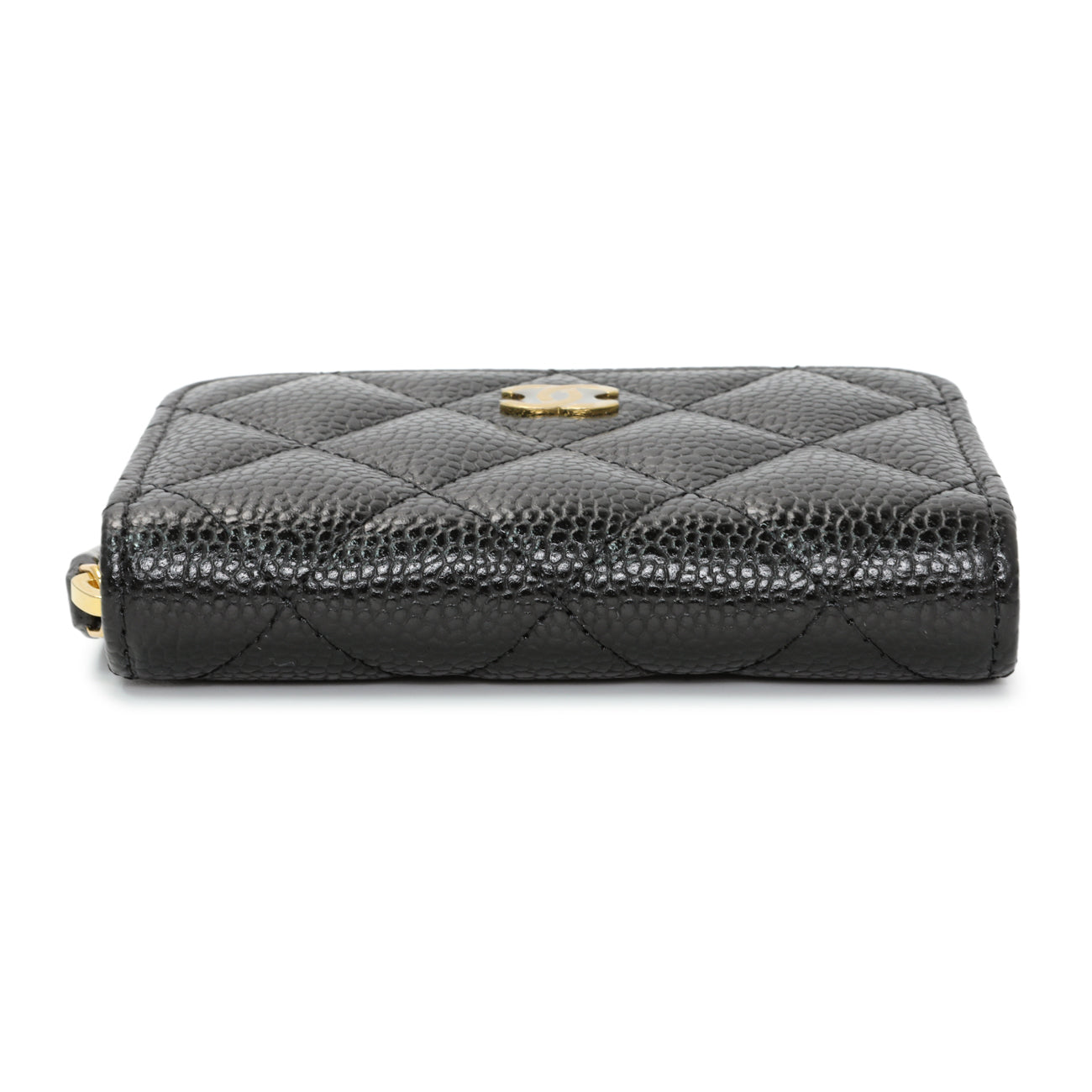 Exclusive Chanel Black Caviar Quilted Zip Coin Purse — Back View