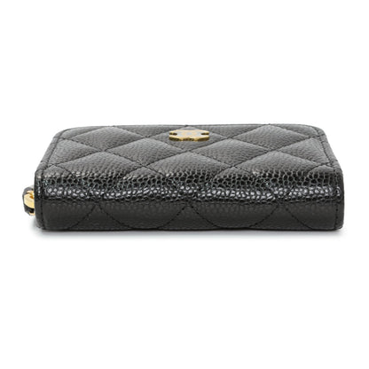 Exclusive Chanel Black Caviar Quilted Zip Coin Purse — Back View