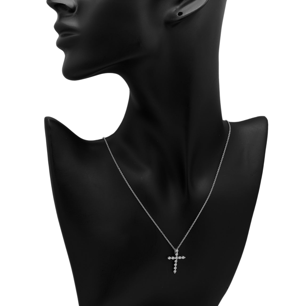 Exclusive 14K White Gold 0.42 Carat Diamond Cross Pendant — Back View