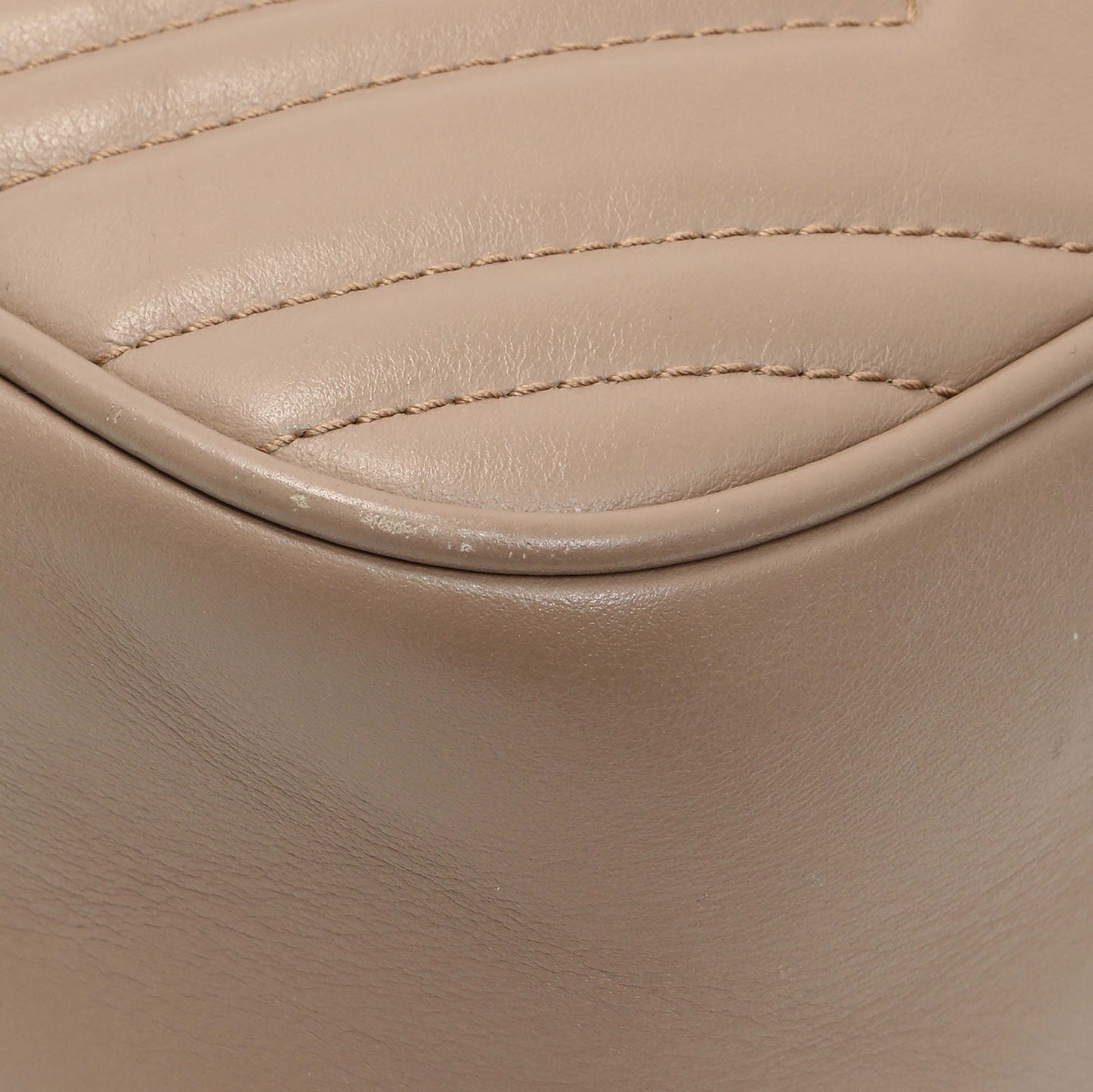 Exclusive Gucci Porcelain Rose Calfskin Matelasse Small GG Marmont Chain Shoulder Bag — Top View