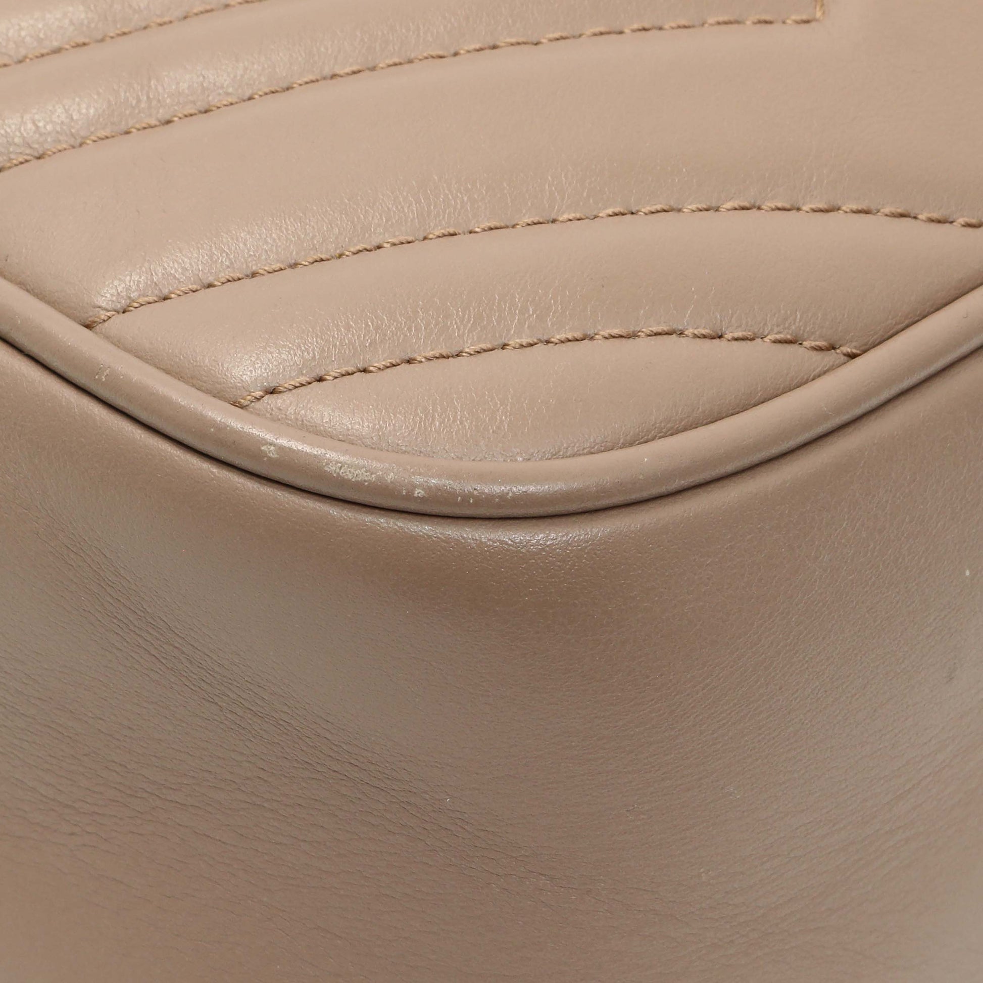 Exclusive Gucci Porcelain Rose Calfskin Matelasse Small GG Marmont Chain Shoulder Bag — Top View