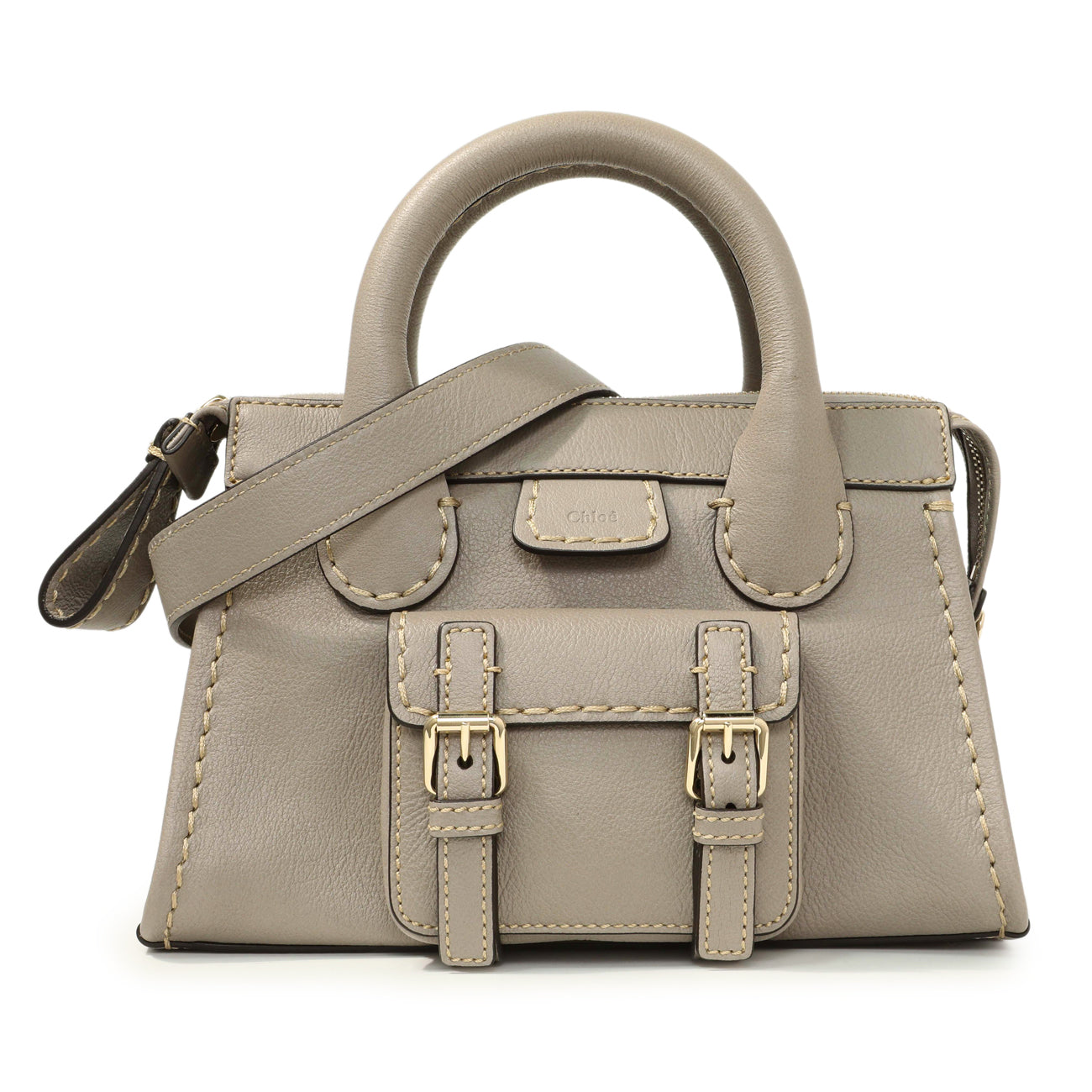 Exclusive Chloe Cashmere Grey Buffalo Mini Edith — Front View