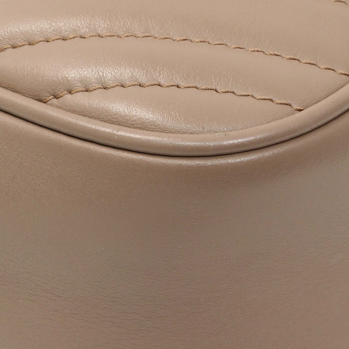Exclusive Gucci Porcelain Rose Calfskin Matelasse Small GG Marmont Chain Shoulder Bag — Detail View