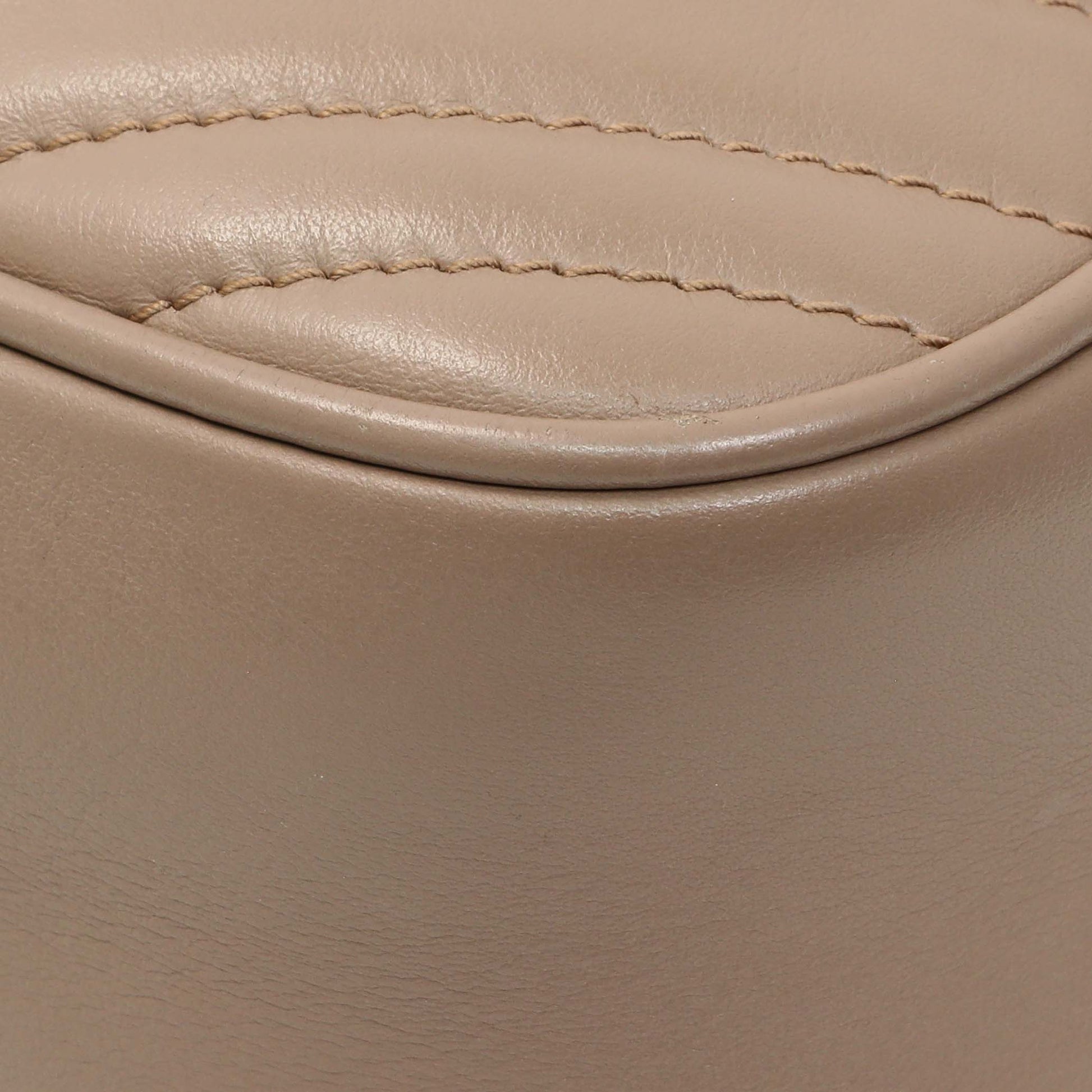 Exclusive Gucci Porcelain Rose Calfskin Matelasse Small GG Marmont Chain Shoulder Bag — Detail View