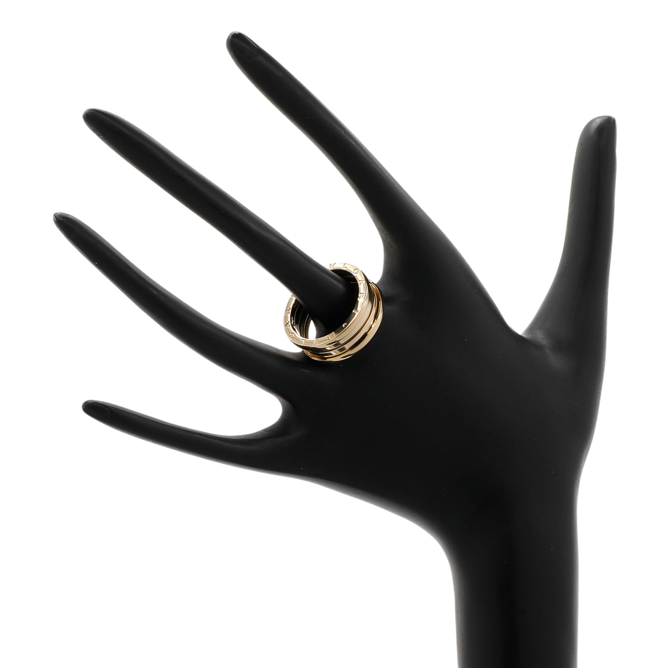 Exclusive Bulgari 18K Yellow Gold B.zero1 Three-Band Ring — Back View