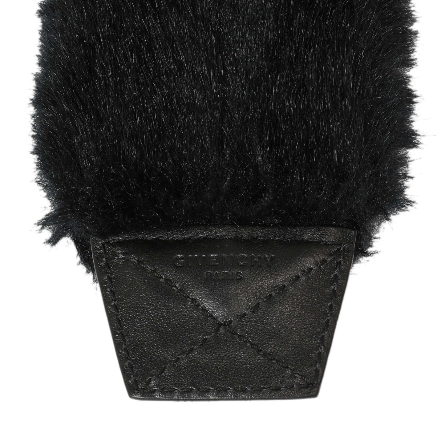 Exclusive Givenchy Black Faux Fur Logo Strap Cover — Back View