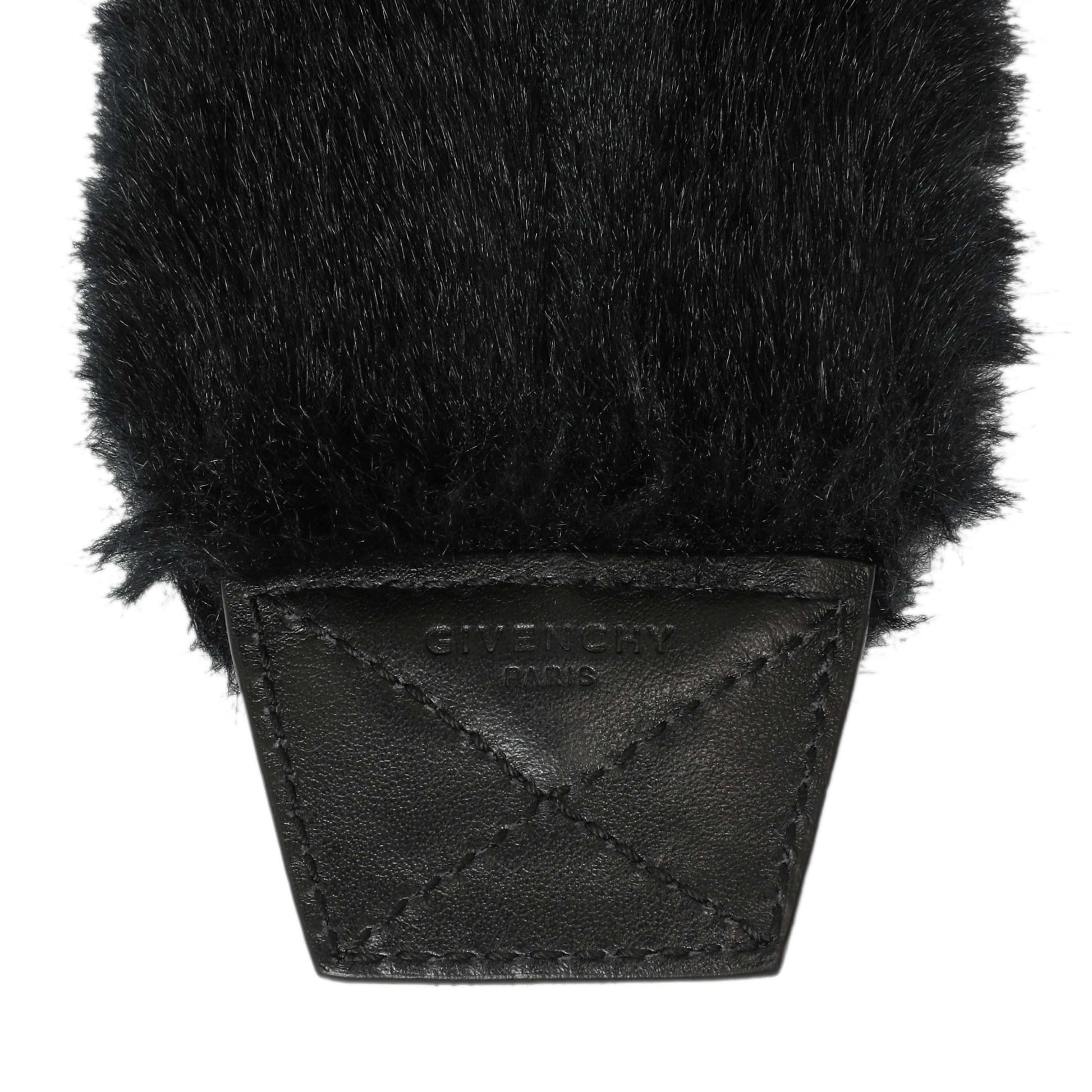 Exclusive Givenchy Black Faux Fur Logo Strap Cover — Back View
