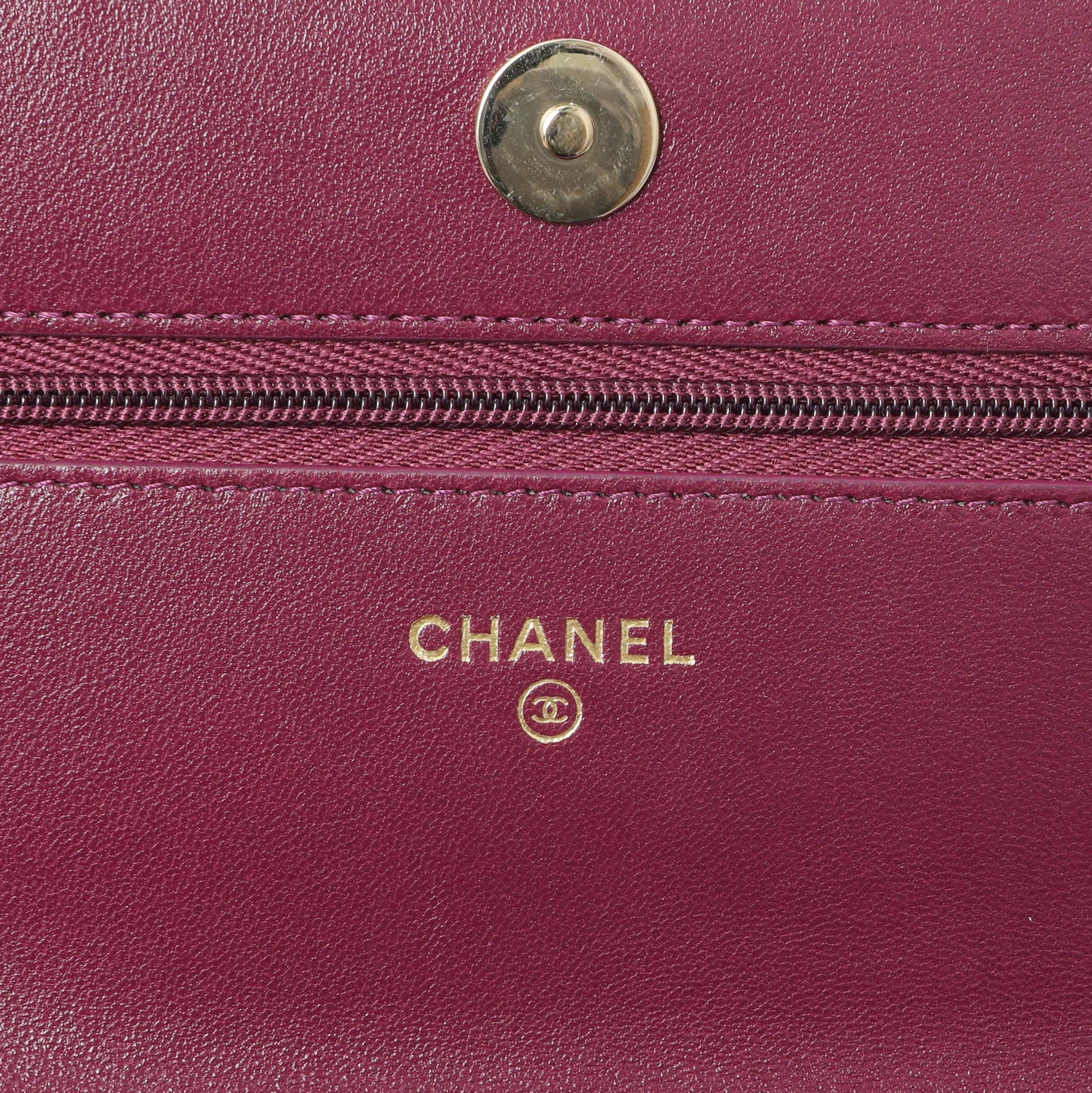Exclusive Chanel Purple Lambskin Quilted Wallet On Chain — Alternate View 9