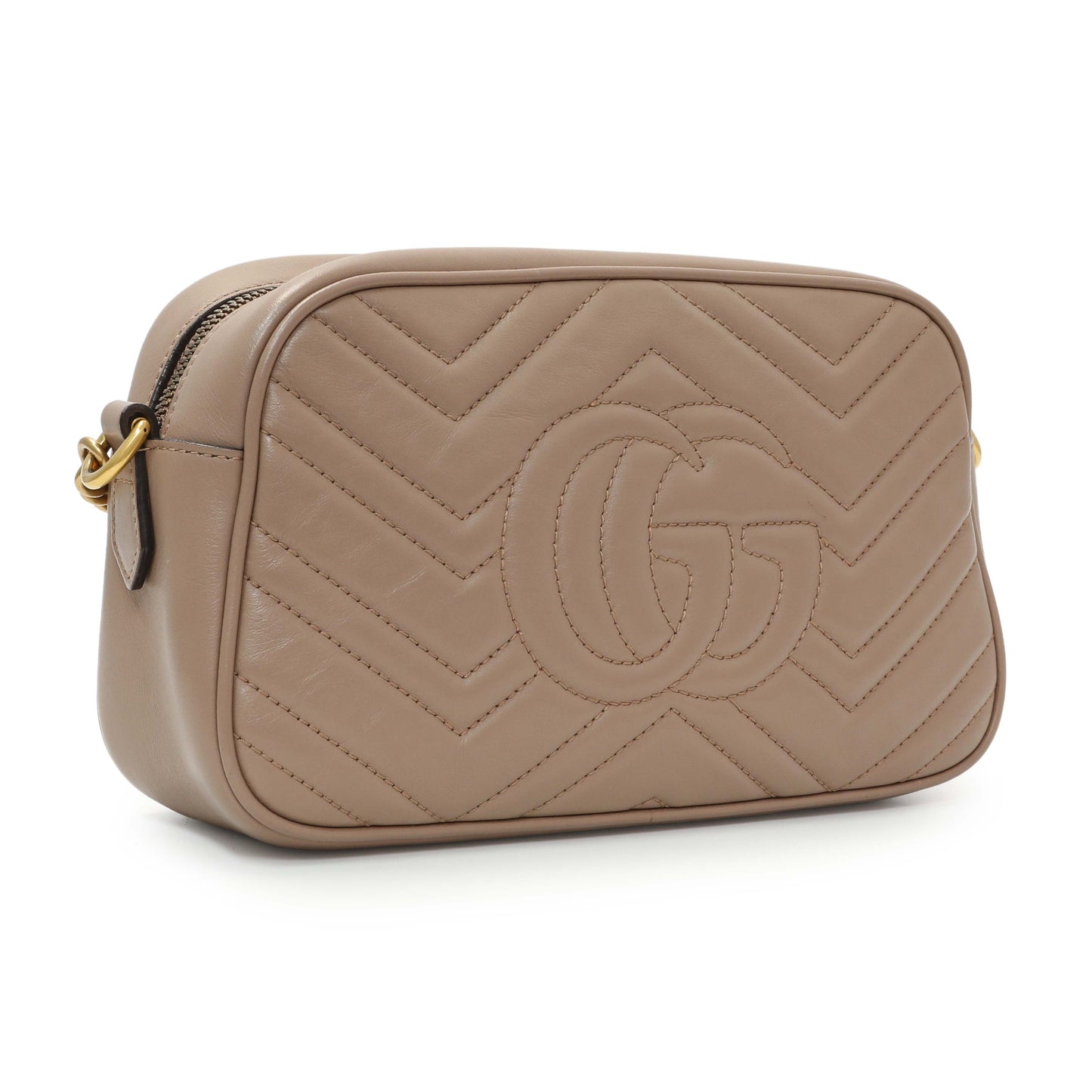 Exclusive Gucci Porcelain Rose Calfskin Matelasse Small GG Marmont Chain Shoulder Bag — Side View