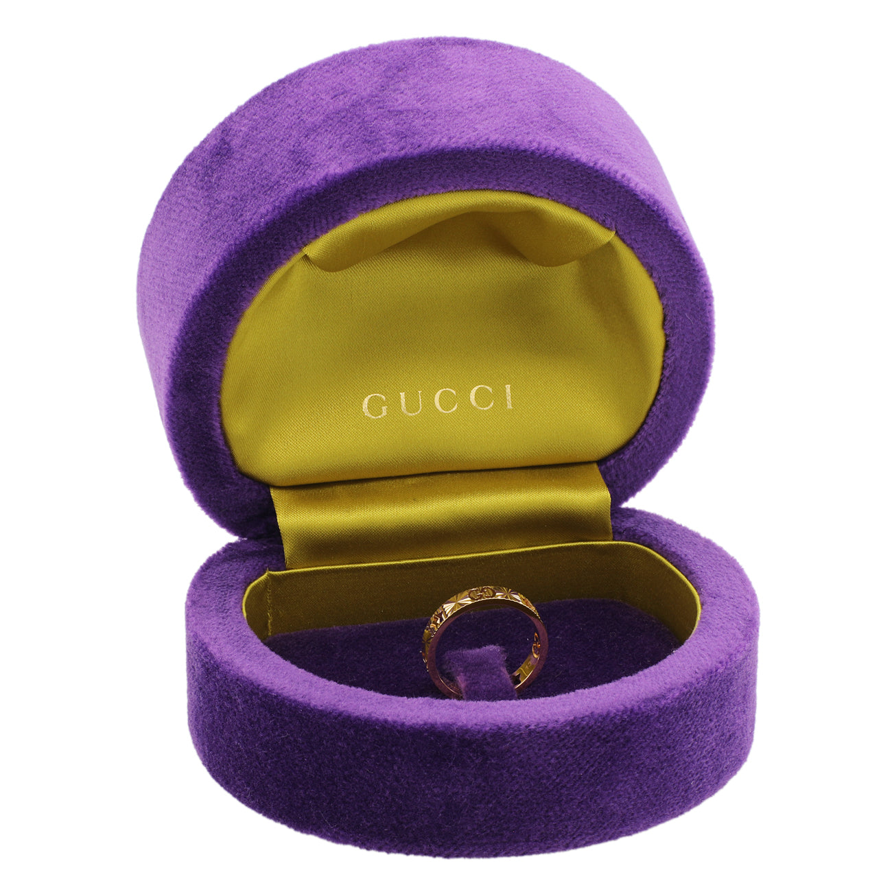 Exclusive Gucci 18K Yellow Gold Icon Heart Band Ring — Top View