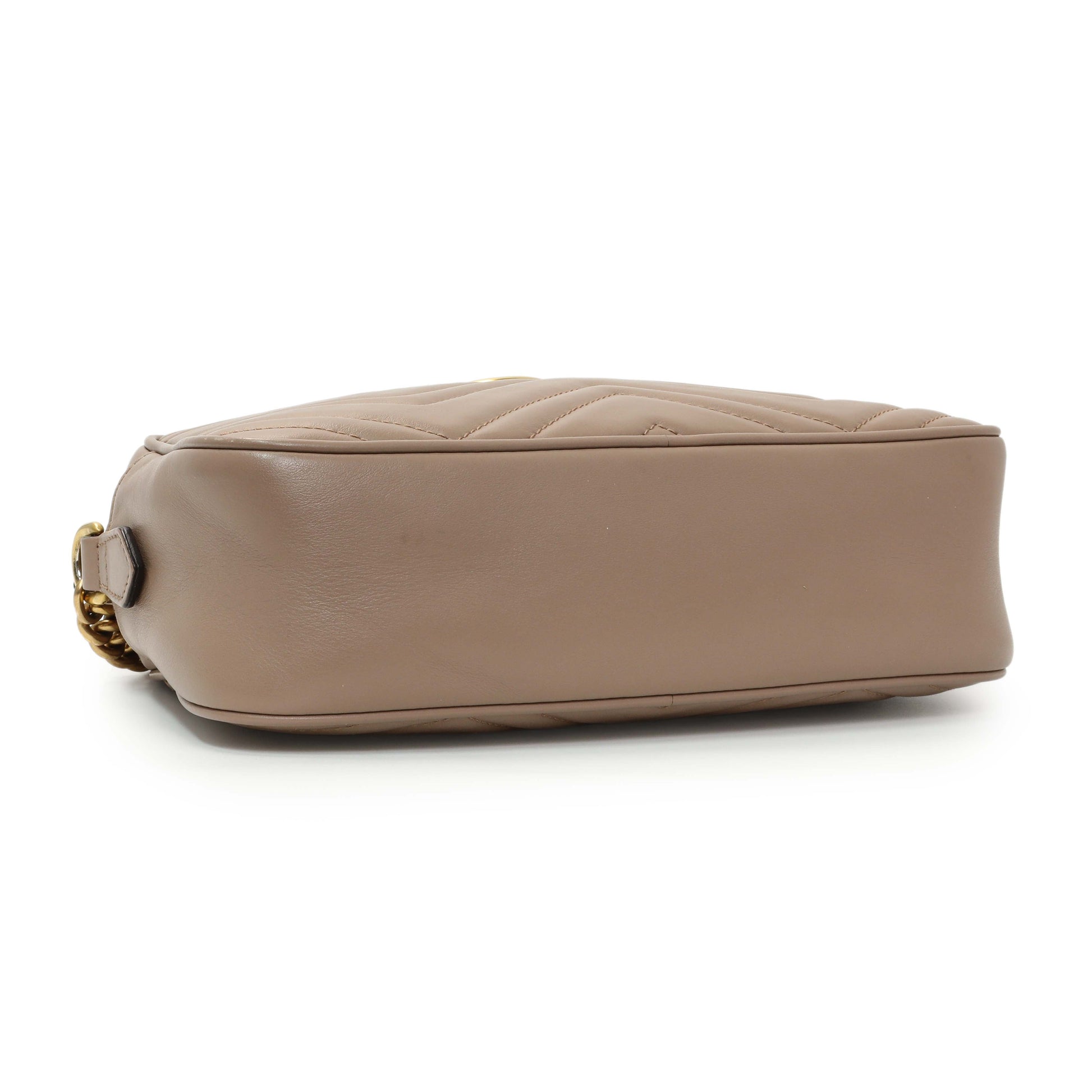 Exclusive Gucci Porcelain Rose Calfskin Matelasse Small GG Marmont Chain Shoulder Bag — Back View