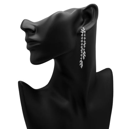 Exclusive 18K White Gold 3.88 Carat Riviere Diamond Earrings — Back View