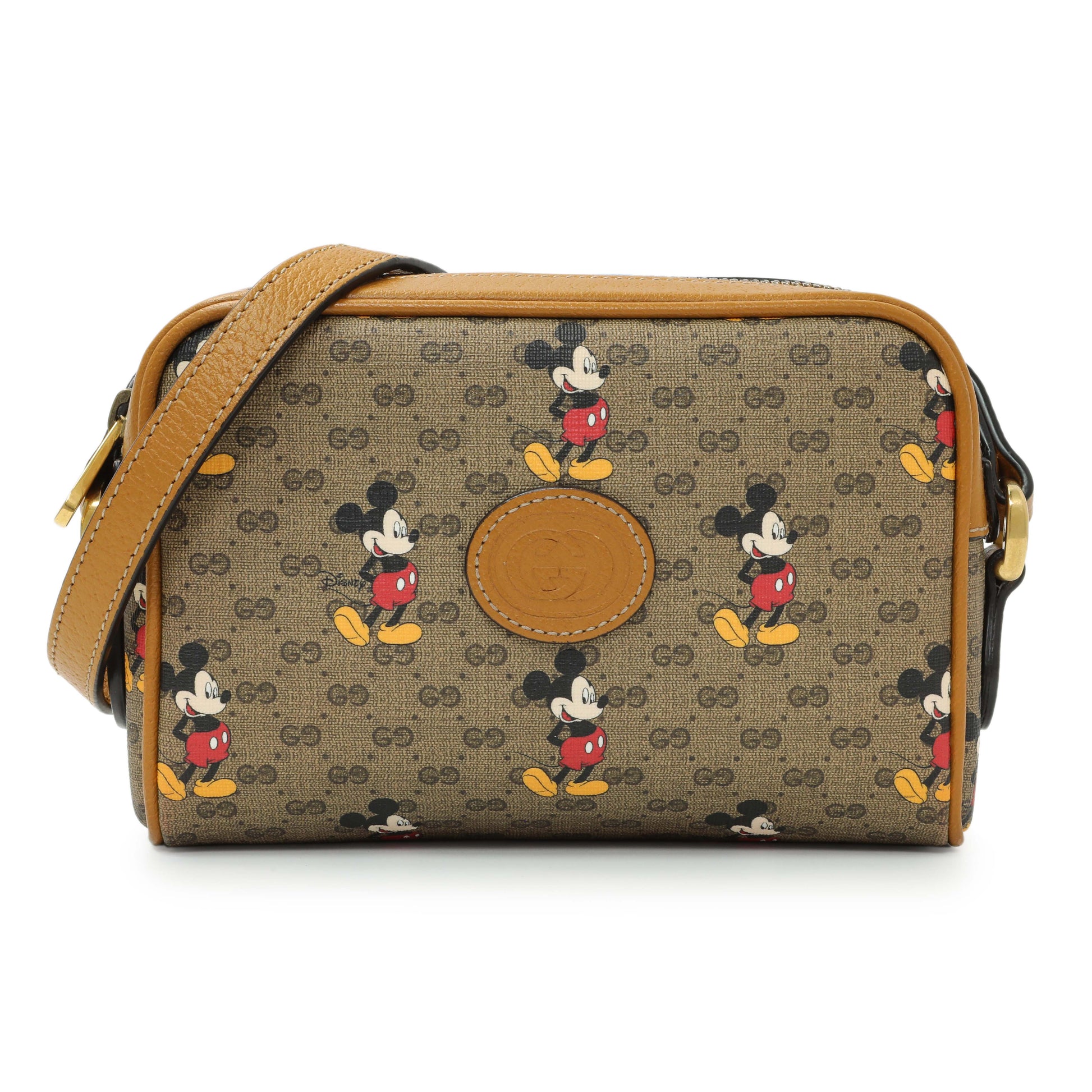 Exclusive Gucci GG Supreme Monogram Mickey Mouse Interlocking G Shoulder Bag — Front View