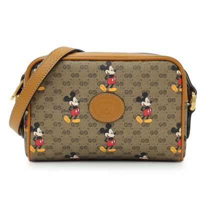 Exclusive Gucci GG Supreme Monogram Mickey Mouse Interlocking G Shoulder Bag — Front View
