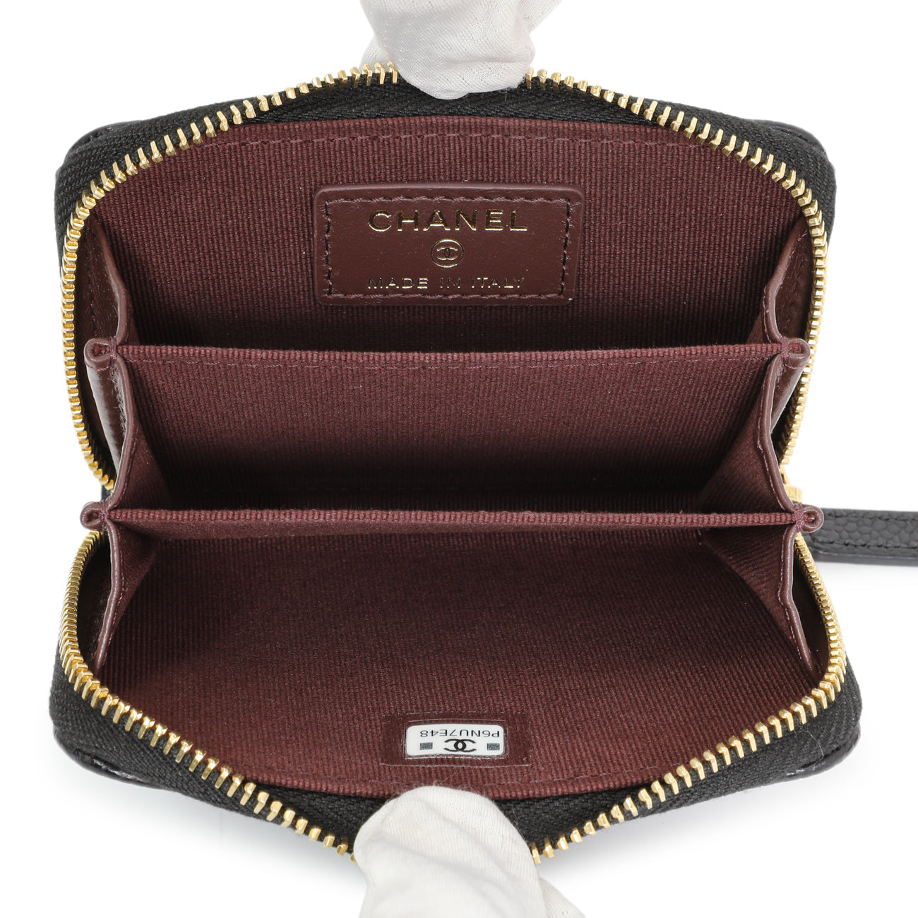 Exclusive Chanel Black Caviar Quilted Zip Coin Purse — Top View