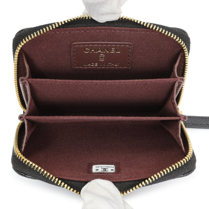 Exclusive Chanel Black Caviar Quilted Zip Coin Purse — Top View