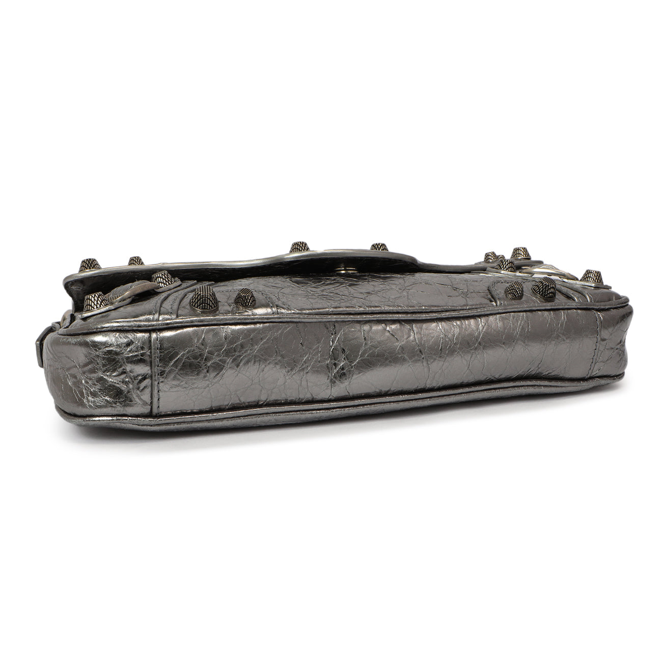Exclusive Balenciaga Silver Lambskin Le Cagole Small Sling Bag — Back View